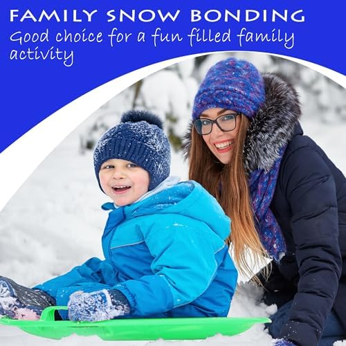Slippery Racer Heavy-Duty Cold Resistant Downhill Pro Adults and Kids Plastic Outdoor Winter Saucer Disc Snow Sled with Handles (Buddy/ELF, 2)