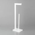 GERZWY SUS 304 Stainless Steel Toilet Paper Stand with Reserve, Free Standing Toilet Paper Holder, White