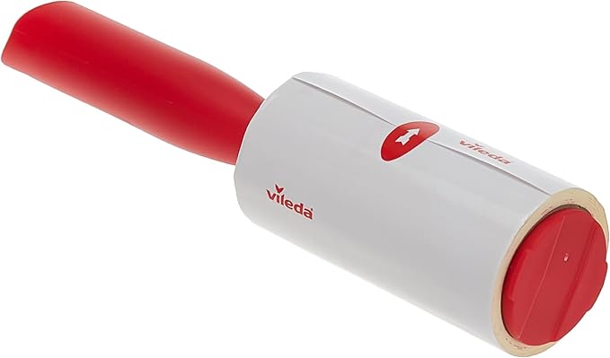 Vileda - Lint Roller Brush/Adhesive Sticky/Animal Hair Brush - 58 Sheets Per Roll - Red Handle