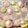 Jenaai 12 Pack Pink Gold Large Christmas Ball Ornaments Set, 4 Inch