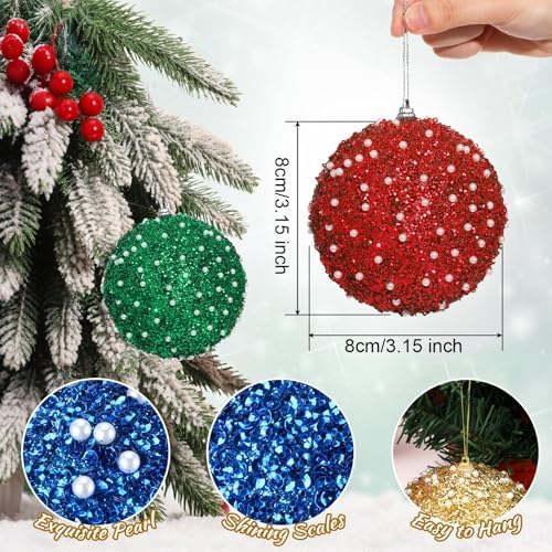 Lyrow 24 Pcs 4" Christmas Ball, Red,Blue,Green,Gold