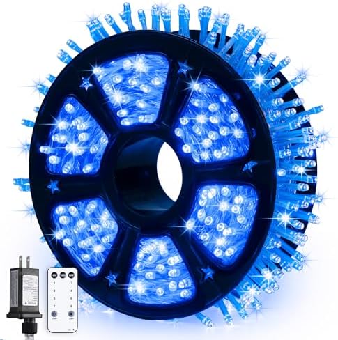 JMEXSUSS168ft 600 Blue LED Christmas Lights Outdoor Waterproof with Remote