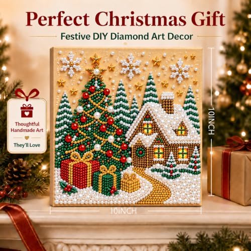 Diamond and Pearl Art Kits for Adults, Christmas Decorations, Framed Decor