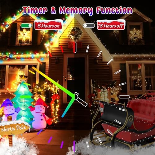 Hezbjiti 108FT 300 LED Color Changing Christmas Lights Outdoor, 11 Modes String Lights IP44 Waterproof Fairy Lights for Party Tree Yard Porch Wedding (Multicolor to Warm White, Clear Wire)