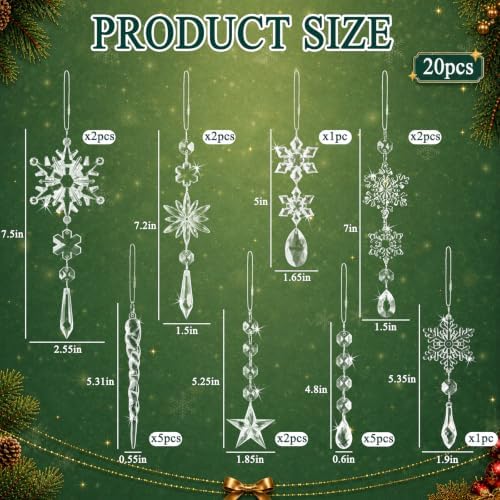 Crystal Ornaments for Christmas Tree Winter Wonderland Decorations