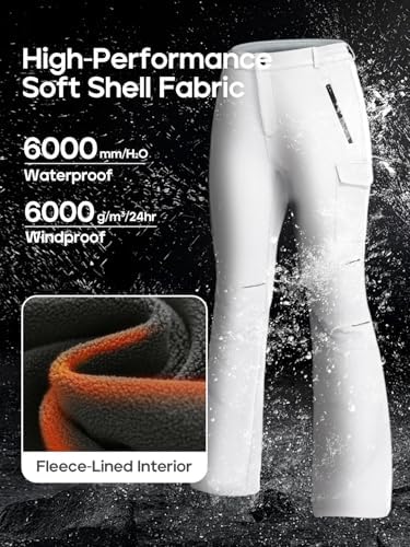 Snow Ski Pants Women Softshell Insulated Fleece Lined Pants Women