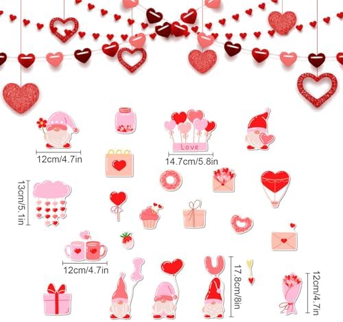 Valentine's Day Magnets for Refrigerator - Romantic Heart & Love Theme Magnetic Decor Set, Fun Kitchen & Office Accessories (Valentine's Day)