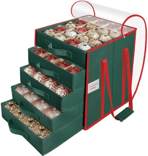 Christmas Ornament Storage Box,5 Tier Holds Up to 100-3” Holiday Décor