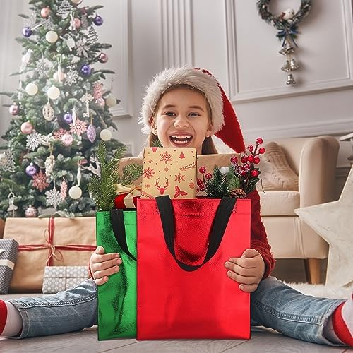 Paterr 72 Pcs Christmas Gift Bags Bulk Glossy Red Green Gold