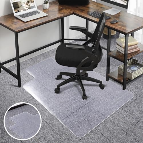 SALLOUS Chair Mat for Carpet, 36" x 48" Office Heavy Duty Chair Mat with Lip, Gaming Chair Mat for Carpeted Floors, Floor Protector Computer Desk Mat for Home Office (Clear, Extended Lip)