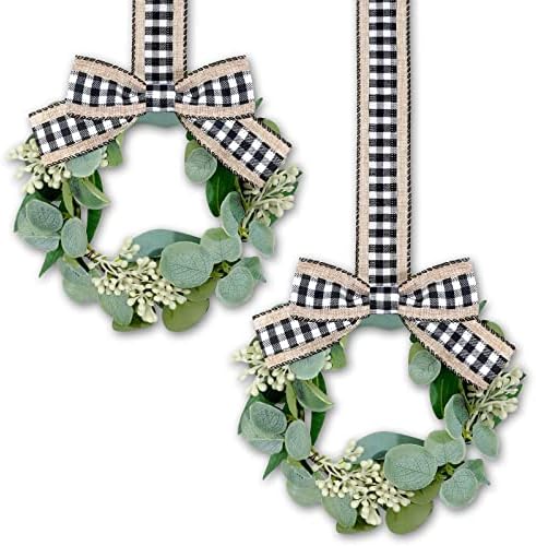 Syhood 2 Pcs 9 Inch Mini Artificial Eucalyptus Wreaths