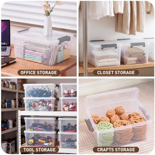 CITYLIFE 6 Packs 17 QT Plastic Storage Bins with Lids Large Stackable Storage Containers for Organizing Clear Storage Box for Garage, Closet, Classroom, Kitchen