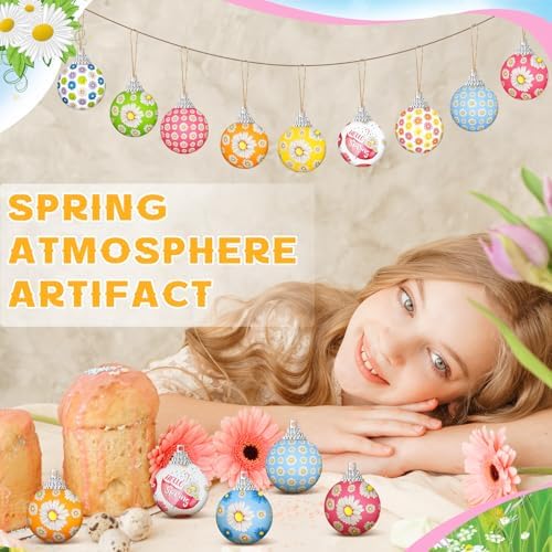 Outus 20 Pcs Spring Daisy Ornaments Balls for Tree Spring Daisy Decorations Summer Ornaments Farmhouse Flower Floral Hanging Decorations Summer Decor for Small Tree Home Party Craft Decor