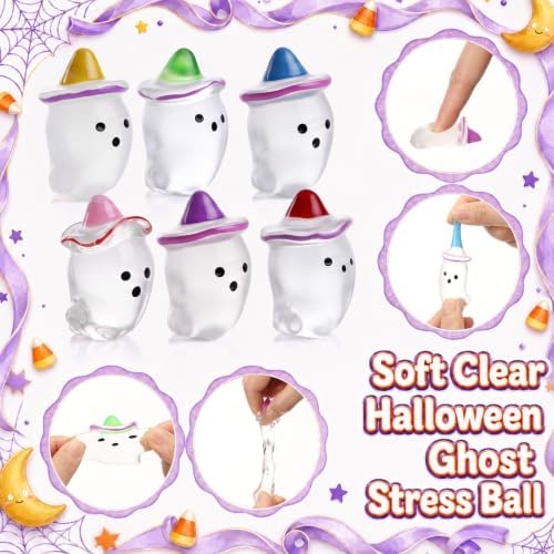 Thenshop 24 Pcs Halloween Clear Ghost Balls 6 Style Halloween Party Favors