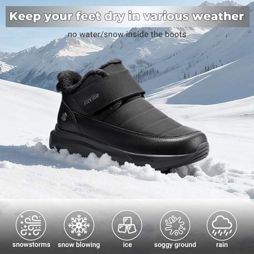 FitVille Snow Boots for men Winter Shoes Fur Lining Waterproof Extra Wide Boots for Men Heat Lock Technology for Outdoor