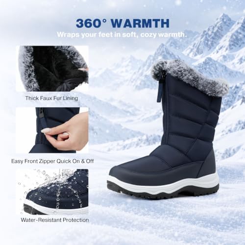 TEMOFON Winter Snow Boots for Women: WaterProof Warm Fur Lined Ankle Boot