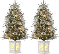 3FT Pre-Lit Artificial Mini Christmas Tree Set of 2, 78 LED Lights