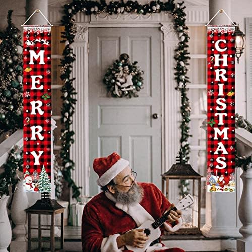 Christmas Decorations Merry Christmas Banner Xmas Porch Door Sign 72"X12"