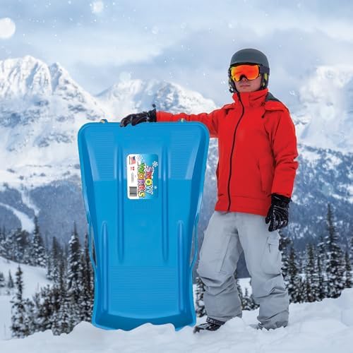 SnoGoBoggan 26" Lifetime Sit-on-Top Snow Sled: Durable High-Density Plastic - Ideal for Kids, Teens, and Adults - 1 Person Sled with Footholds, Handles, and Pull Rope
