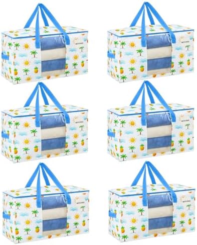 VENO Moving Bags, Wide Open Top, Clear Window, Tropical Island, 6 Pack