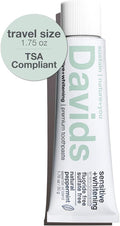 Davids Nano Hydroxyapatite Travel Size Toothpaste Peppermint 1.75oz | Fluoride Free | Remineralizing | Enamel Health | Antiplaque | SLS Free | Made in USA | Recyclable Metal Tube | EWG Verified