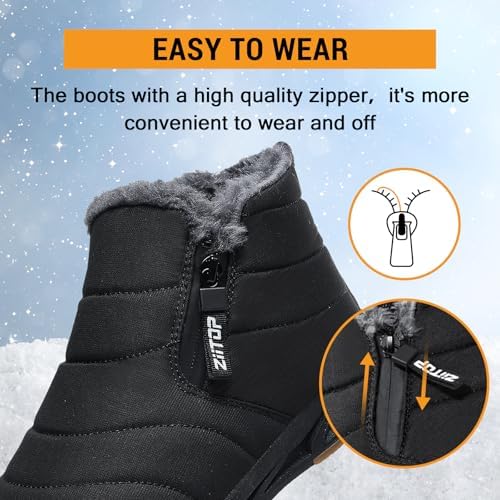 ziitop Snow Boots Mens Waterproof Winter Boots Fur Lined Warm Ankle Boots