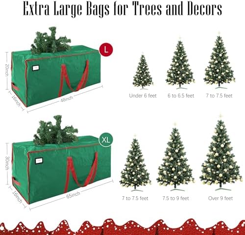 Cosy Family 9 ft Christmas Tree Storage Bag - Durable Heavy Duty Extra Large Artificial Xmas Holiday Tree Bag with Reinforced Handles and Dual Zippers Wide Opening - Green