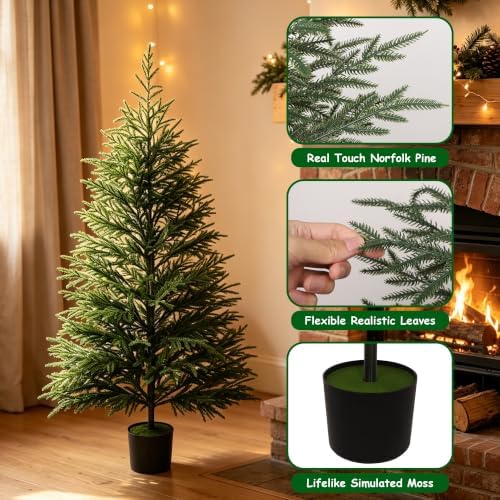 Cllayees 5FT Norfolk Pine Artificial Christmas Tree with Lights
