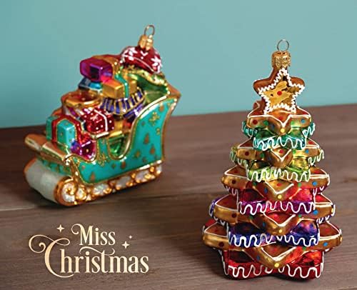Miss Christmas 2026 Collection Gifts Galore Blown Glass Christmas Tree Ornament (Festive Sleigh)