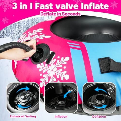 ZMLM Snow Tubes for Sledding Heavy Duty - Inflatable Snow Tube with Premium Canvas Cover for Kids Adults,Towable Snow Sled Thickened Bottom Winter Gift Outdoor Fun Toys