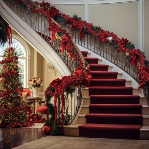 2 Pcs 6 ft Christmas Ball Ornament Garland, Burgundy