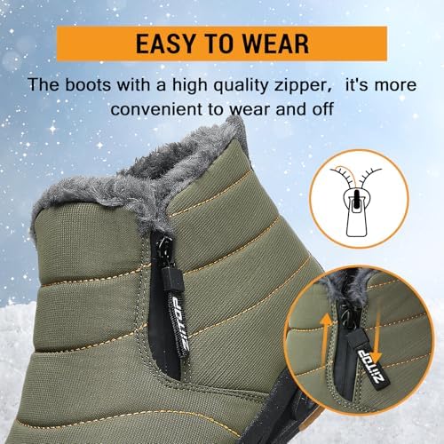 ziitop Snow Boots Mens Waterproof Winter Boots Fur Lined Warm Ankle Boots