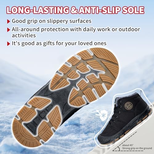 Mens Snow Boots, Mens Winter Boots, Mens Winter Trekking Snow Boots, Winter Boots for Men Waterproof Fur Lined Warm Winter Boots Men Lace up Snow Ankle Shoes Outdoor Anti-Slip Lightweight Hiking Boot