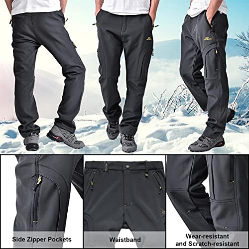 Men's hiking Snow Pants Skiing Winter Insulated Fleece lined Outdoor Water Repellent camping,walking,fishing