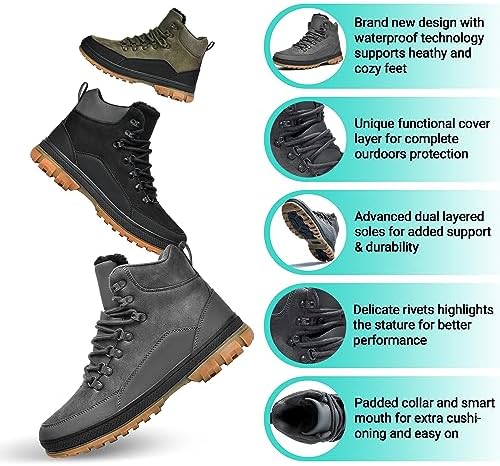 Wondamo Men's Snow Boots Lightweight Waterproof Winter Cold Weather Shoes