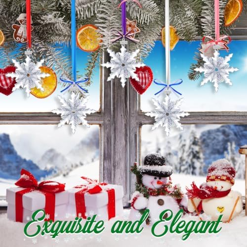 Roowest 10 Sets Christmas Crystal Snowflake Ornaments Glass, Charming Style