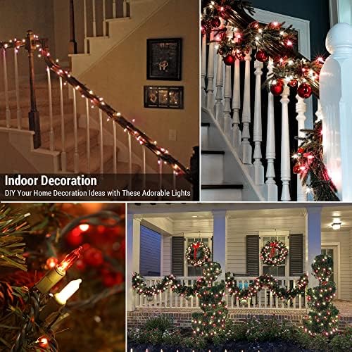 BrizLabs Red & White Christmas Lights, 300 Count 69.6ft Mini Outdoor Lights