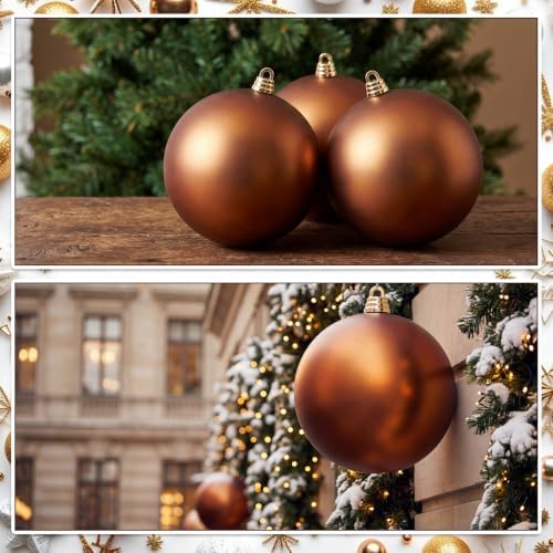 Threan 12 Inch Large Chocolate Brown Matte Christmas Ball Ornaments
