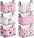 CHENGU 6 Pcs Halloween Storage Bins Collapsible Pink Ghost Storage Baskets