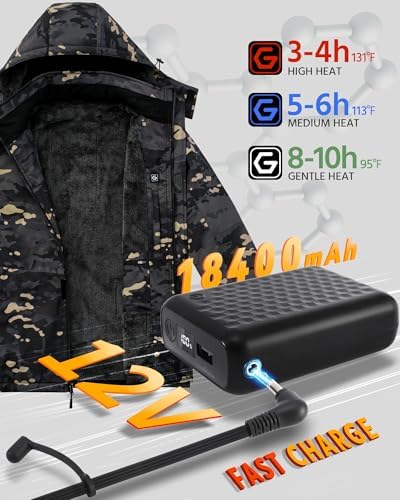 Wulcea Graphene Heated Jacket for Men Fur Lined with Large Capacity Battery Pack