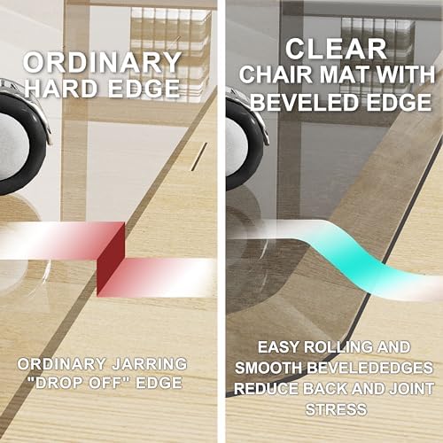 MESAILUP Beveled Edge Office Chair Mat for Carpet or Hardwood Floor Crystal Grey 48" x 60" Clear Chair Mats for Easy Roll On/Off, Hard Heavy Duty and Non-Slip Pad Floor Ultimate Desk Chair Mat