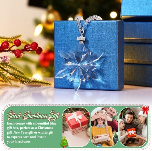 Roowest 10 Sets Christmas Crystal Snowflake Ornaments Glass, Chic Style