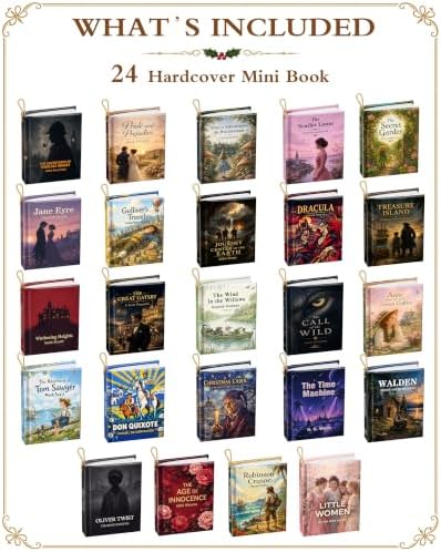 Mini Book Advent Calendar 2026 for Book Lovers, Christmas Tree Decor Books