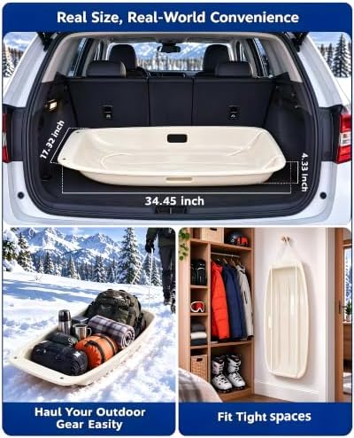 35" Snow Sled for Teens & Adults, Heavy Duty Fast Sliding Toboggan