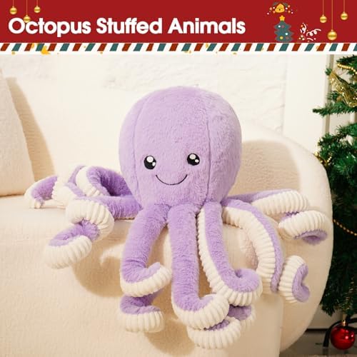 DENTRUN Octopus Plush Toy, Cute Stuffed Animal in 5 Colors 4 Sizes for Gift