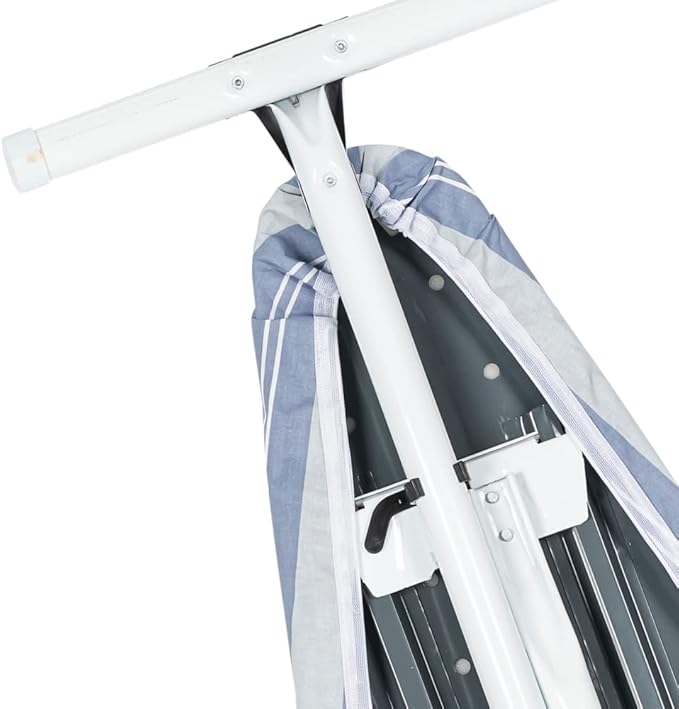 Full Size Ironing Board with Cover & Pad – Made in USA by Seymour Home Products Adjustable Steel T-Legs, 35" High Perforated Top for Steam Durable Iron Board for Home, Laundry Room (Blue Stripe)