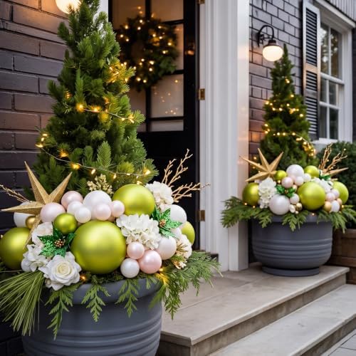Threan 8 Inch Lime Green Matte Large Christmas Ball Ornament