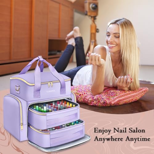 YOREPEK XL Nail Polish Organizer Holds 96 to 100+ Bottles, Lavender Purple