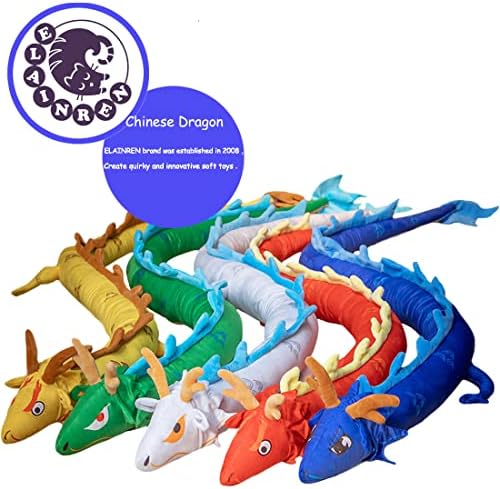 ELAINREN Long Blue Dragon Stuffed Toy Pillow,86''Chinese Dragon Plush Doll