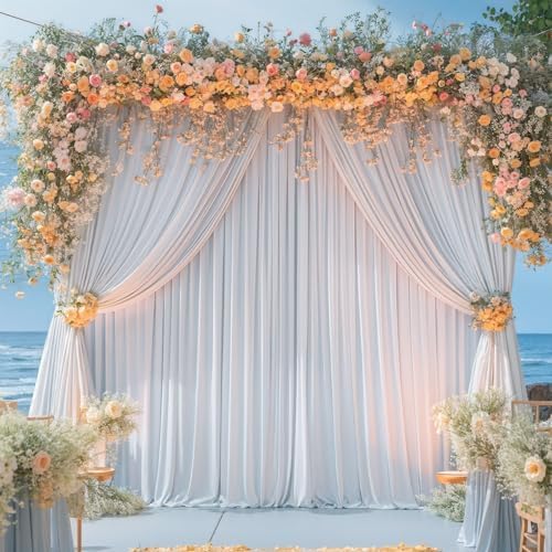 Tao-Ge 10x10 Silver Grey Backdrop Curtain for Parties Wedding Wrinkle Free Silver Grey Photo Curtains Backdrop Drapes Fabric Indoor and Outdoor Decoration for Birthday Party 5ft x 10ft,2 Panels